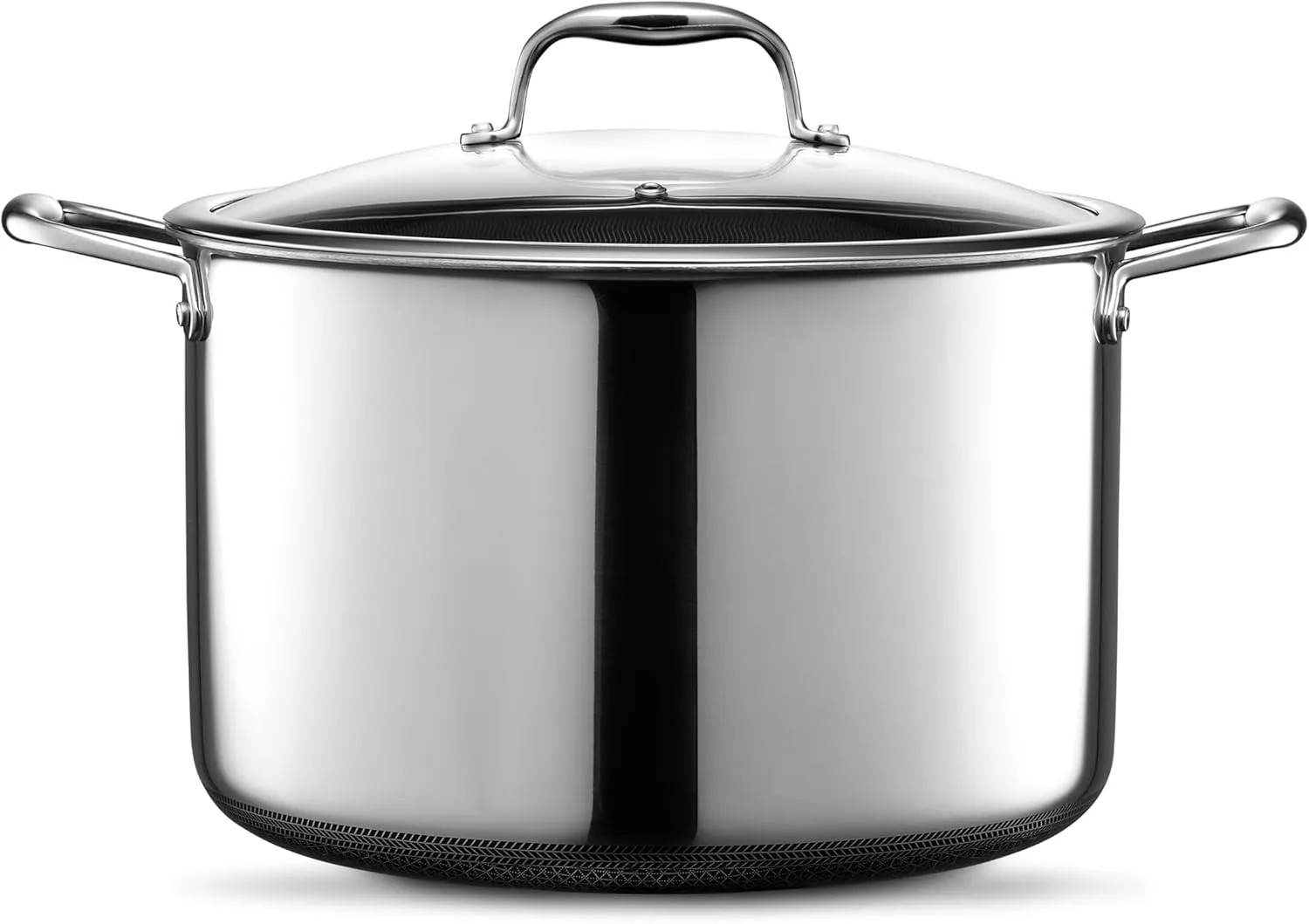 HexClad Hybrid Nonstick 10-Quart Stockpot with Tempered Glass Lid, Stay-Cool Handles, Dishwasher-Friendly, Oven-Safe Up to 900°F, Induction-Ready, Compatible with All Cooktops
