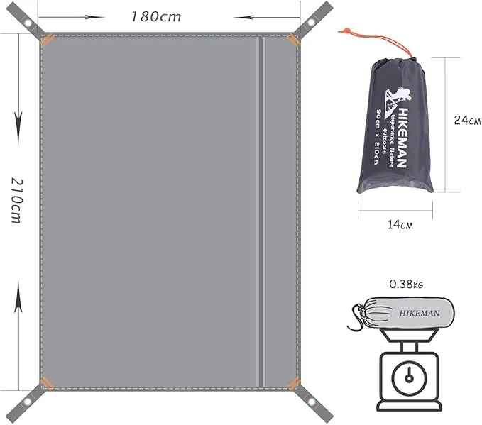 HIKEMAN Waterproof Camping Tarp Portable Tent Footprint with Drawstring Bag Ground Cloth for Outdoor Hiking Picnic (L-83”x71”)