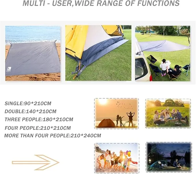 HIKEMAN Waterproof Camping Tarp Portable Tent Footprint with Drawstring Bag Ground Cloth for Outdoor Hiking Picnic (M-83”x55”)