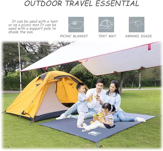 HIKEMAN Waterproof Camping Tarp Portable Tent Footprint with Drawstring Bag Ground Cloth for Outdoor Hiking Picnic (M-83”x55”)