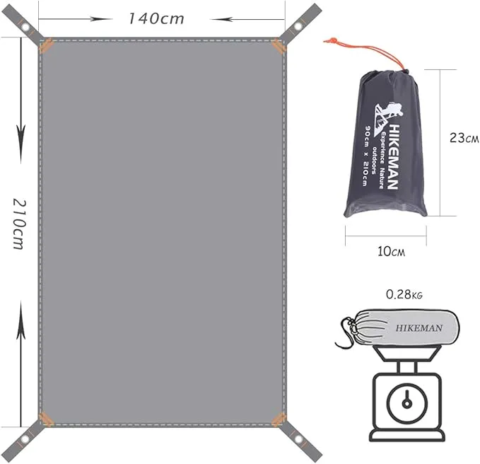 HIKEMAN Waterproof Camping Tarp Portable Tent Footprint with Drawstring Bag Ground Cloth for Outdoor Hiking Picnic (M-83”x55”)