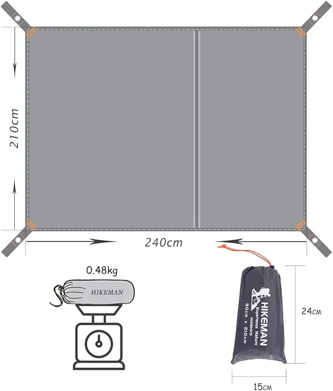 HIKEMAN Waterproof Camping Tarp Portable Tent Footprint with Drawstring Bag Ground Cloth for Outdoor Hiking Picnic (XXL-95”x83”)