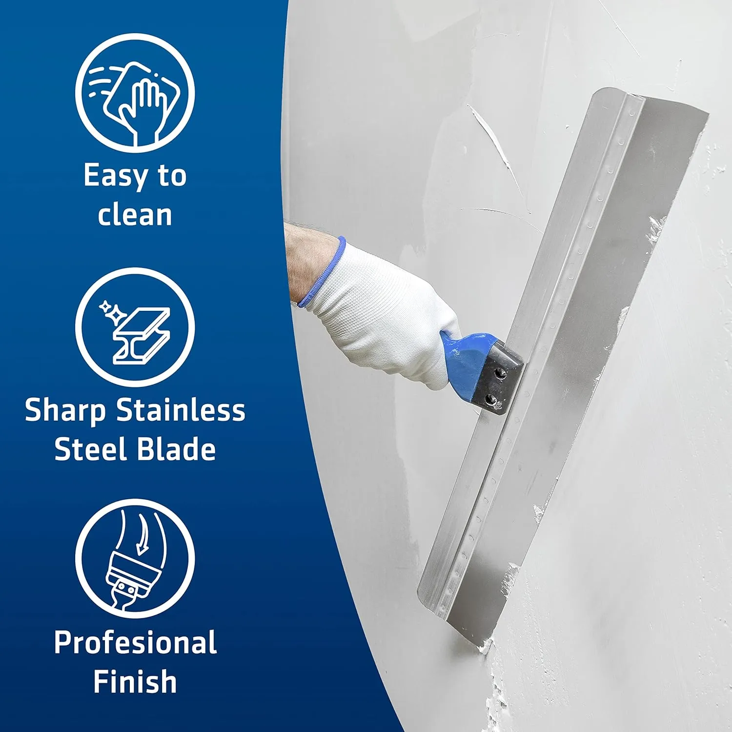 HOGARD Pro Taping Knife 24", Stainless Steel Drywall Skimming Blade, Spackle Tool for Drywall, Paint Scraper, Putty Knife, Essential Taping Tools, Espátulas Para Drywall