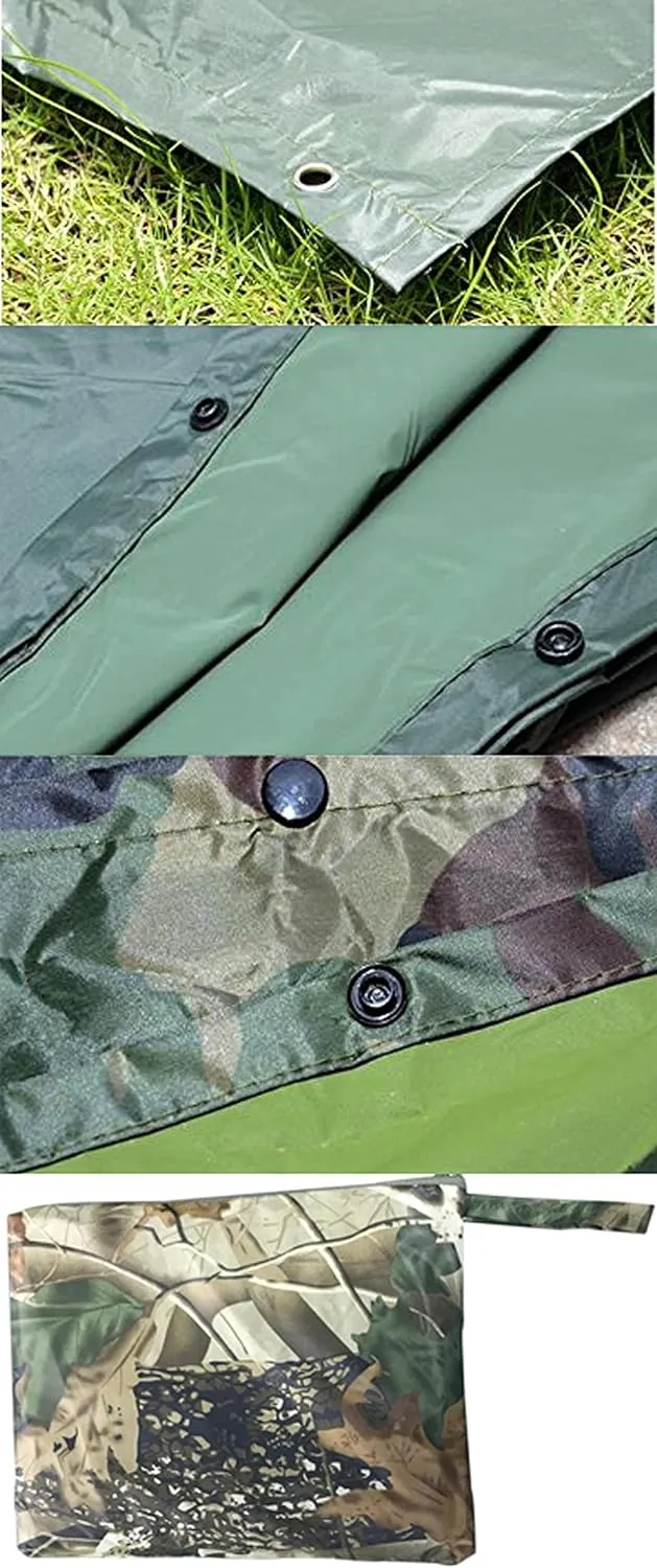 HOW'ON Mens Rain Poncho Waterproof Poncho Hooded Poncho Emergency Raincoat