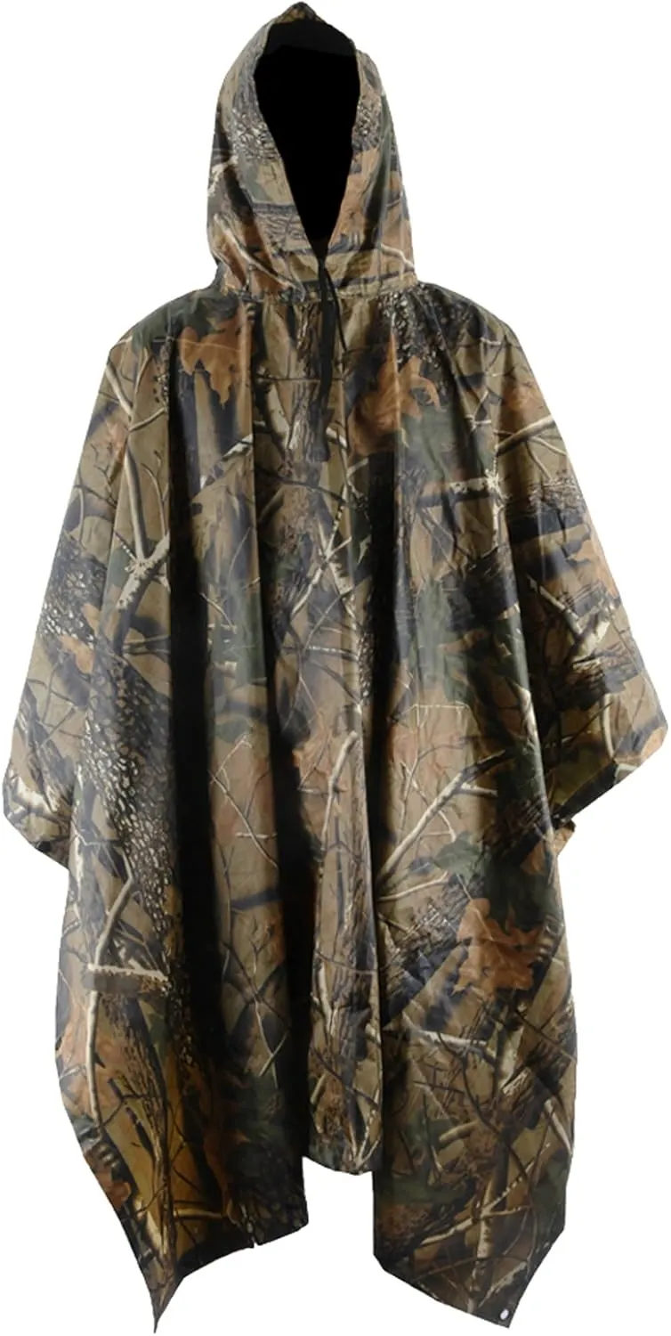 HOW'ON Mens Rain Poncho Waterproof Poncho Hooded Poncho Emergency Raincoat