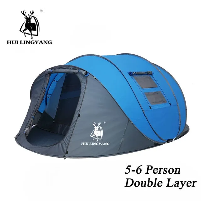 HUI LINGYANG Throw pop up tent 5-6 Person outdoor automatic tents Double Layers large family Tent waterproof camping hiking tent