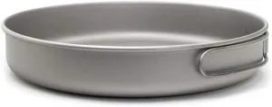 HXBER Ultralight Titanium Frypan Outdoor Camping Hiking Picnic Cooking Frying Pan, With handle