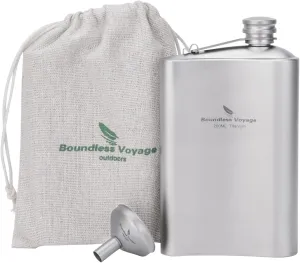 iBasingo 200ml Titanium Hip Flask with Funnel Ultralight Portable Leakproof Small Wine Pot Outdoor Camping Travel Thin Bottle for Whiskey Vodka Alcohol Liquor for Men Women Ti3261D