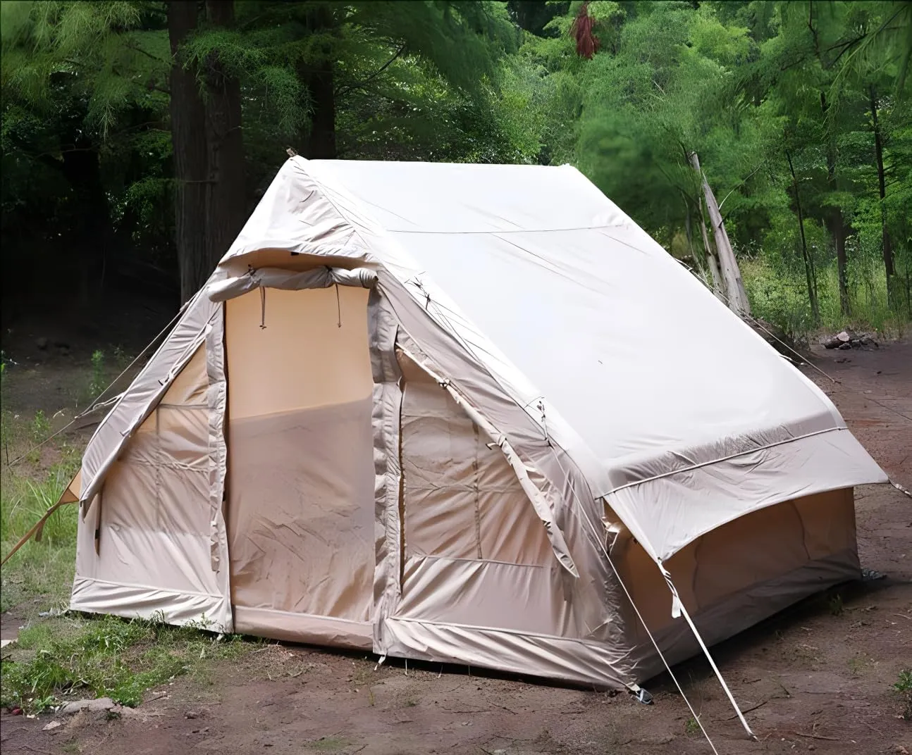 Inflatable 4 Season Air Tent - Luxury Cabin With Mesh Doors and Windows, Easy Setup Outdoor Oxford Family Camping Tent