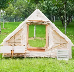 Inflatable 4 Season Air Tent - Luxury Cabin With Mesh Doors and Windows, Easy Setup Outdoor Oxford Family Camping Tent