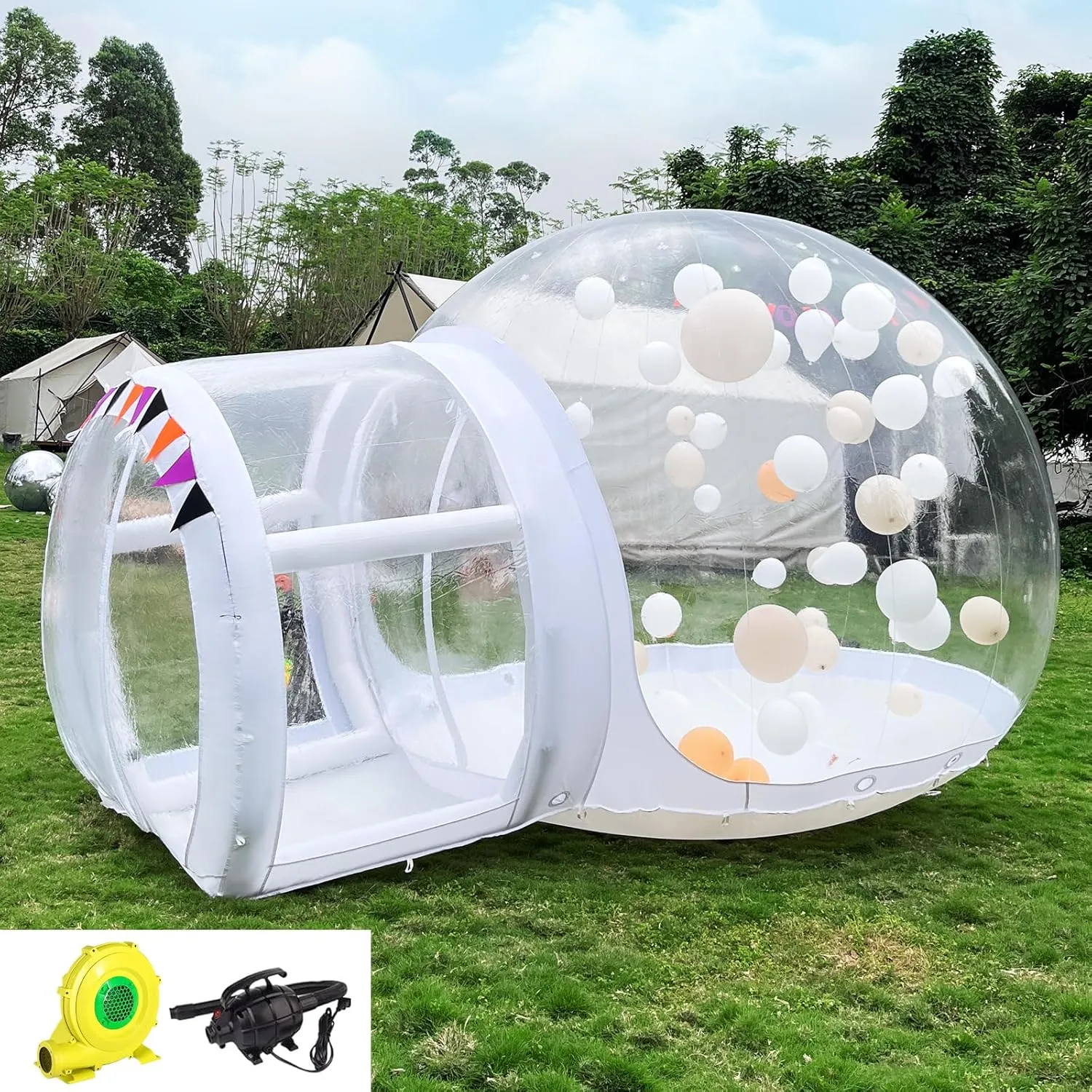 Inflatable Bubble Balloon House with Pump and UL Blower, Bubble Tent for Kids Party Balloons Clear for Home Party, Malls, Parks Event Exhibition (10ft TPU)
