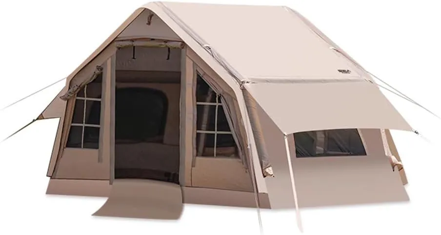 Inflatable Camping Tent with Foyer Easy Setup 4 Season Glamping Tent, 14.42M² Windproof Outdoor Air Tent