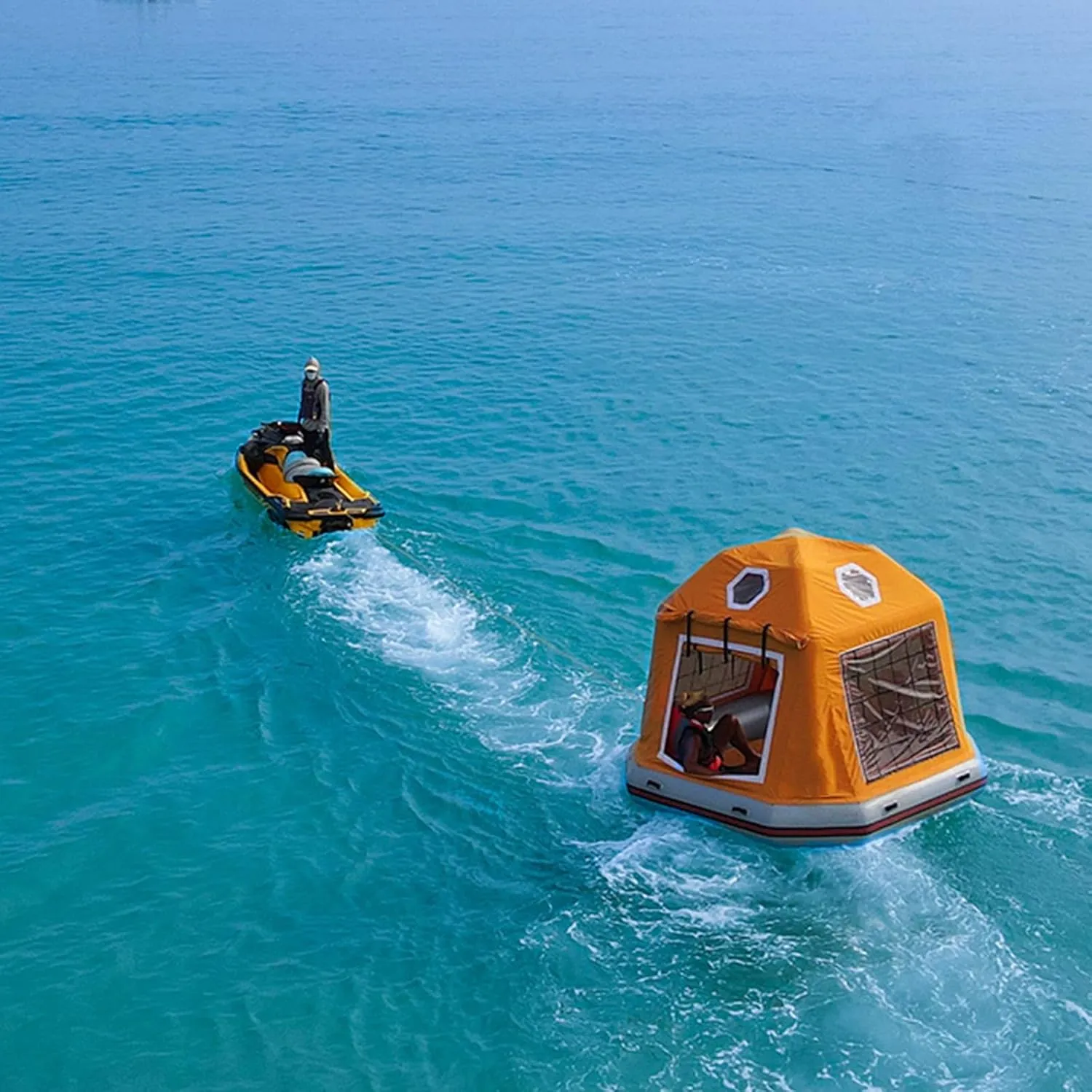 Inflatable Camping Tent with Pump Easy Setup Blow Up Tents Water Lounge Fishing Raft Boat for Pool Lake