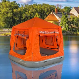 Inflatable Camping Tent with Pump Easy Setup Blow Up Tents Water Lounge Fishing Raft Boat for Pool Lake