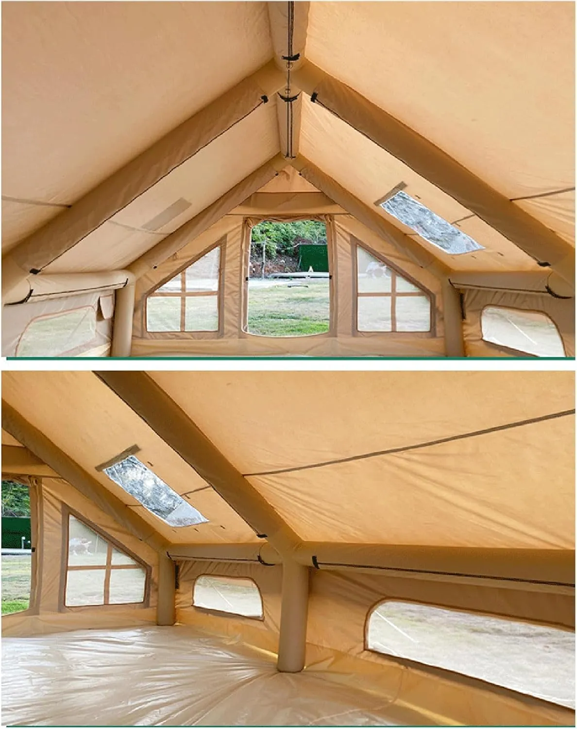 Inflatable Glamping Tent for Travelers, Oxford Outdoor Windproof Waterproof 4 Seasons Easy Setup, Luxury Cabin Tent, Large Inflatable House Tent 6㎡/12㎡