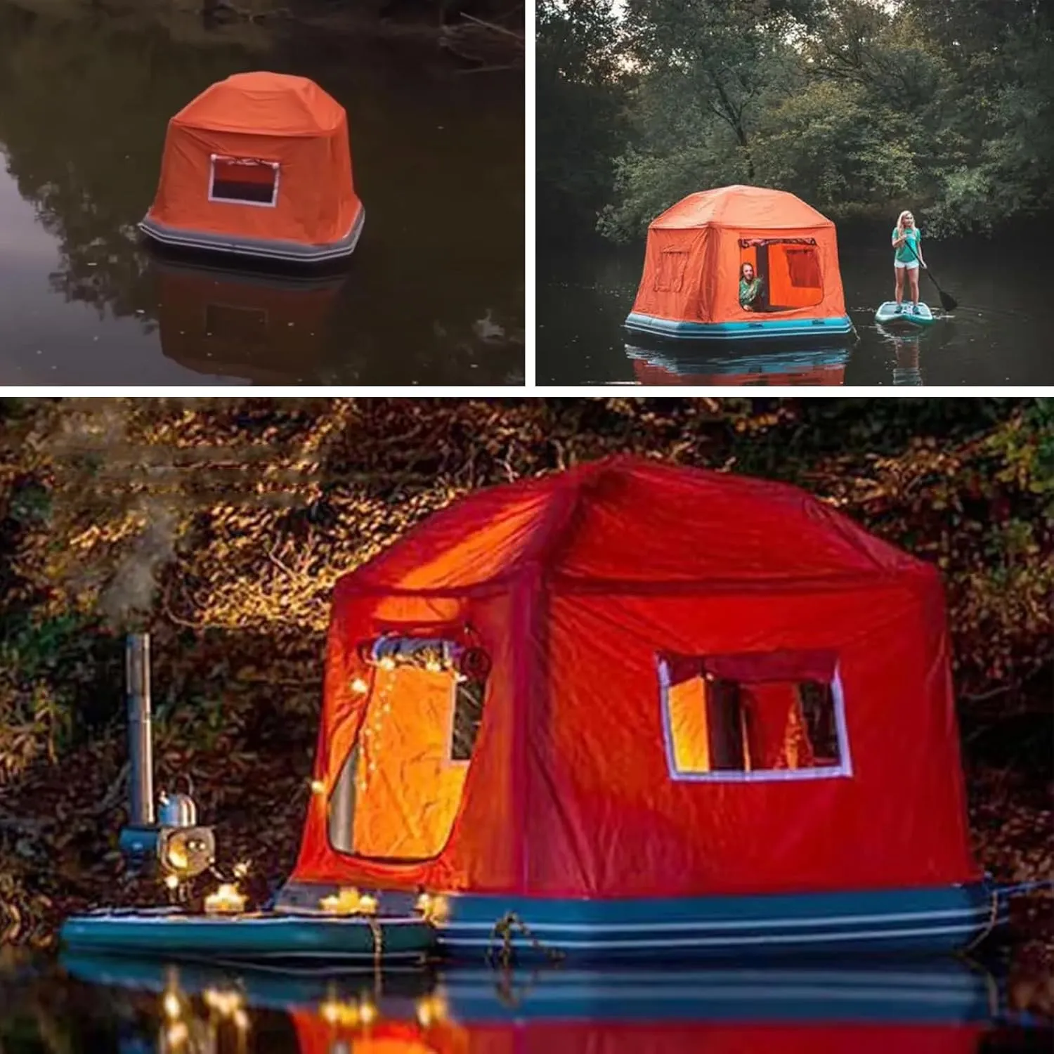 Inflatable Water Tent Floating Shoal Pool Tent Family Outdoor Camping Fishing Raft Boat Easy Setup Tent