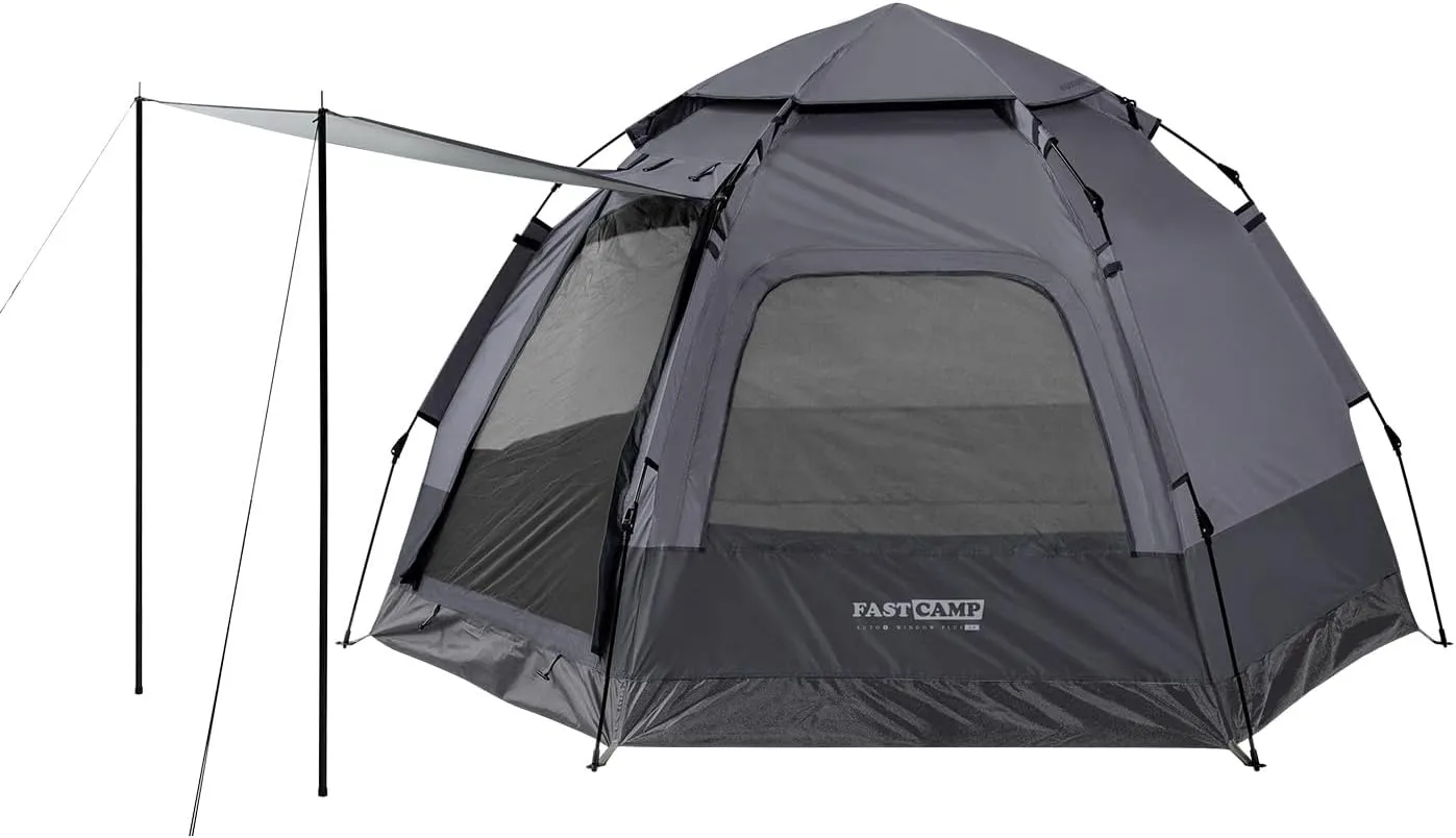 Instant Camping Tent for 4 Person,2 Mesh Windows & 2 Doors,Hexagonal Design,Easy Set Up pop up Tent with Vestibule & Rainfly, Ideal for Family Camp, Outdoor Activity
