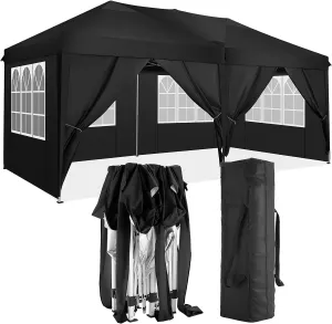 Instant Shelter with 10'x20' Folding Canopy, Durable Steel Frame, Waterproof with Removable Sidewalls, Black