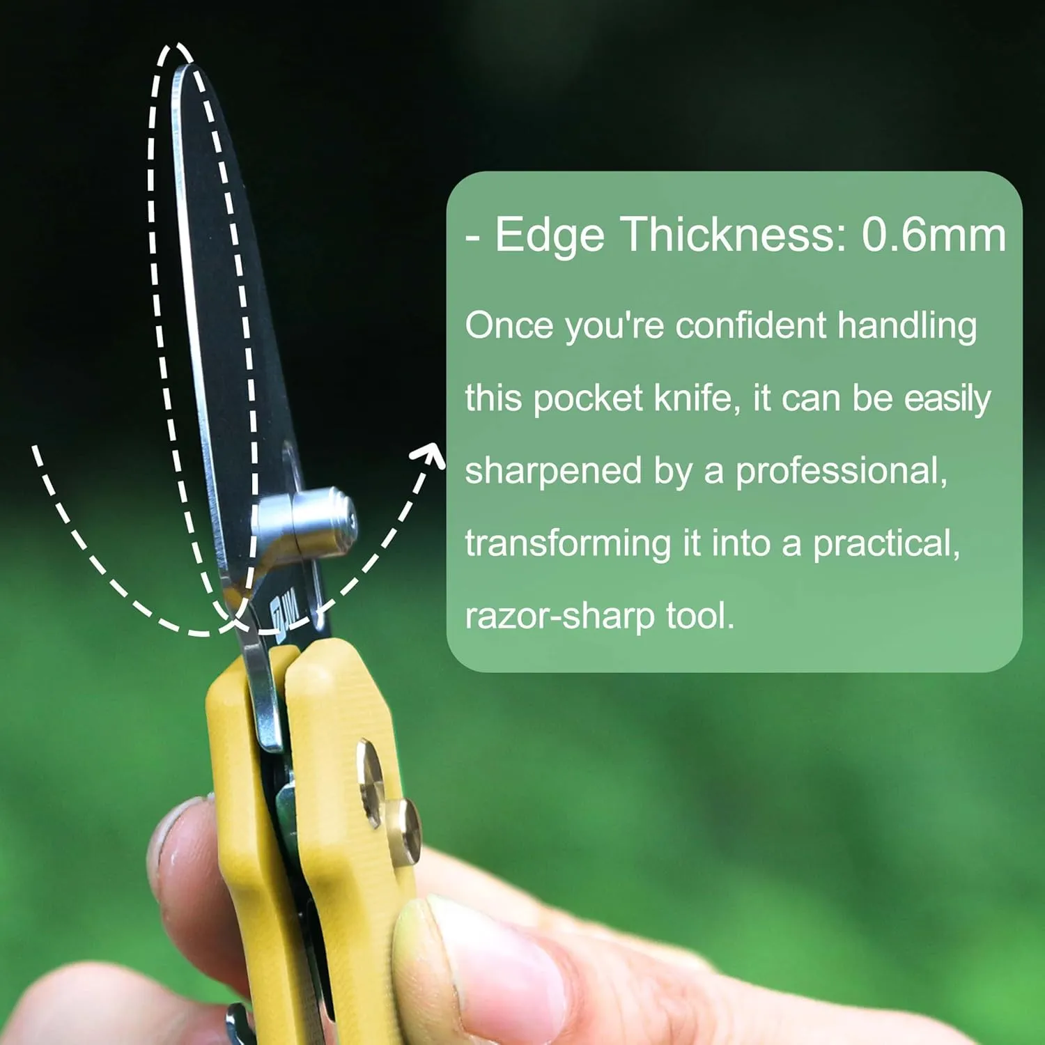 JIN Rhino Jr. Kids Pocket Knife, DIY Knife Kit, Fidget Toy Knives, 1.97” Unsharpened Steel Blade, Rounded Tip, Button Lock Folding EDC, Yellow G10 Handle