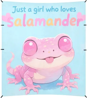 Just A Girl Who Loves Salamander Foldable Beach Tent UPF50 Easy Setup Shade Sun Shelter with Sand Pockets for Backyard and Camping
