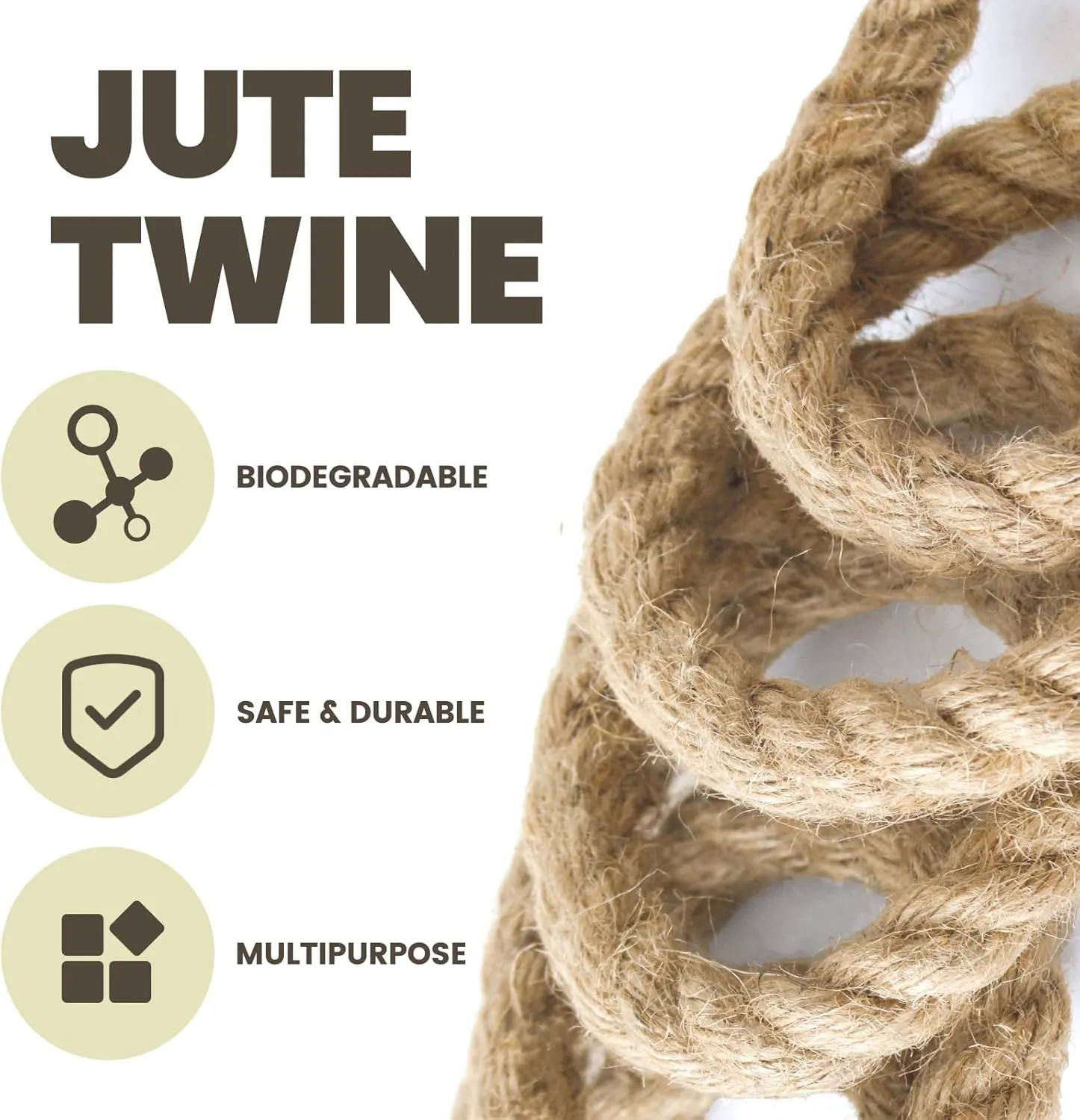 Jute Rope, 1/2 inch x 25 ft, Natural Twisted Manila Ropes, Multipurpose for Indoor/Outdoor Use, Porch Swing Rope, Crafting, Home Decor, Cat Scratch Post