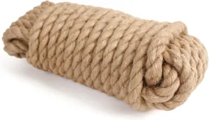 Jute Rope 3/4 inch x 50 ft, Natural Thick Twisted Rope Multipurpose for Indoor and Outdoor Use for Gardening, Crafting, Packing, Bundling, Home Decor, Cat Scratch Post