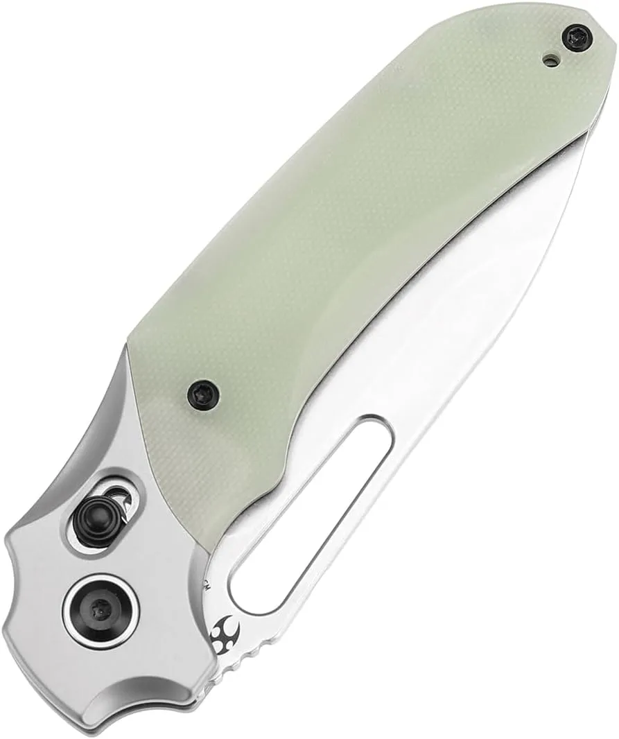 KANSEPT Quasar Pocket Knife,3.38'' Stonewashed 154CM Sharp Steel Blade, Jade G10 Handle, Cross Bar Lock Folding with Elongated Thumb Hole for Edc, Camping Hiking Knives for Men Women T1099V1