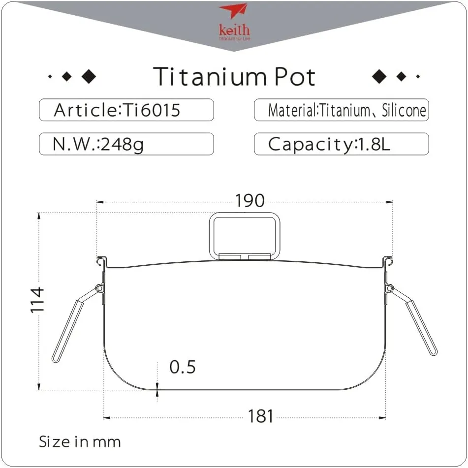 Keith Titanium Ti6015 Pot - 1.8 L
