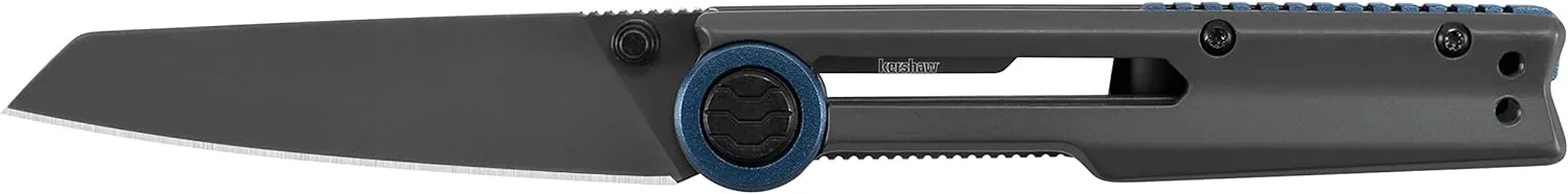 Kershaw Decibel Pocketknife; 3 Inch 8Cr13MoV Stainless Steel Blade, Titanium Carbo-Nitride Coated Blade and Handle, Manual Opening, Reversible Pocketclip, Thumb Stud, Frame Lock (2045), Black, Normal