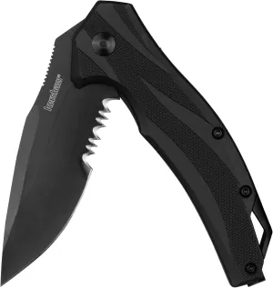 Kershaw Lateral Folding Pocket Knife, Black Serrated 3.1 inch Blade, Every Day Carry, Pocketclip