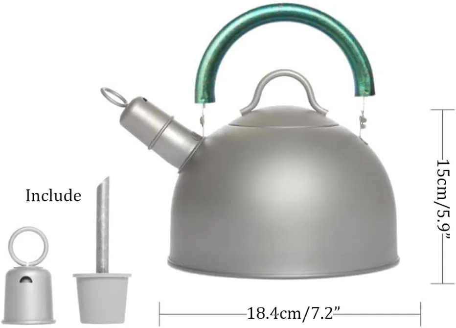Kettle for Stove top 2L Titanium Kettle with Folding Handles Ultralight Pot with Warning Buzzer Coffee Tea for Outdoor Camping Backpacking Home Kitchen Supplies Teapots (Color : Purple)