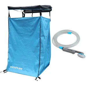 KickAss Portable Camping Shower and Shower Tent Bundle - Blue