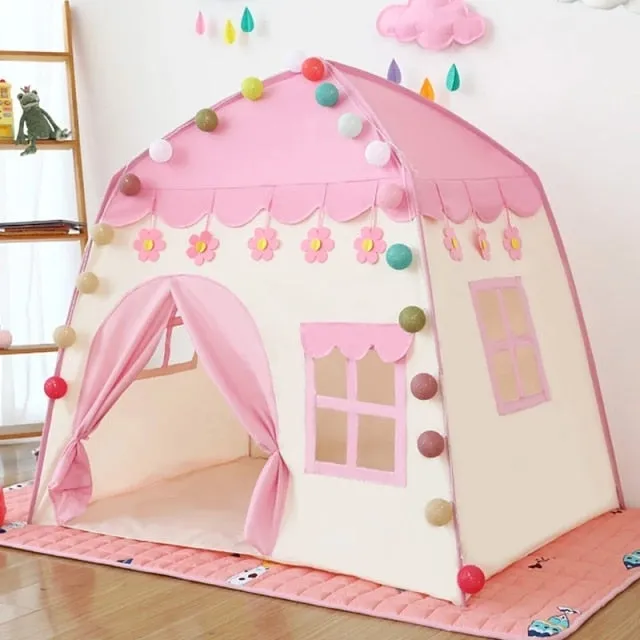 Kids Indoor Outdoor Castle Princess Tent Bed Little Castle Princess Oversized House Folding Game Birthday Gifts