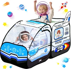 Kids Pop Up Play Tent - Spaceship Indoor Outdoor Rocket Ship Playhouse Games Party Foldable Tent Birthday Toy for Boys Girls Toddler