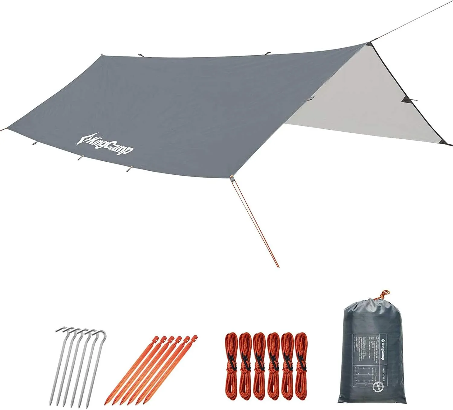 KingCamp Camping Tarp, Waterproof Hammock Rain Fly, Portable Camping Sunshade for Beach, Picnic, Outdoor Activities - Ultralight Camping Gear Must Haves, Backpacking Tent Tarp Easy to Set Up
