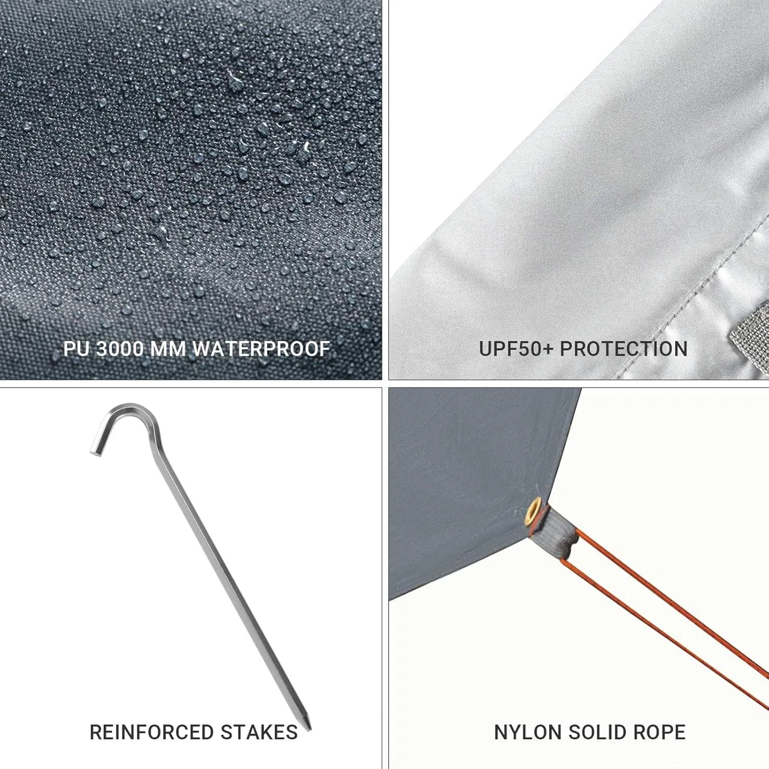 KingCamp Camping Tarp, Waterproof Hammock Rain Fly, Portable Camping Sunshade for Beach, Picnic, Outdoor Activities - Ultralight Camping Gear Must Haves, Backpacking Tent Tarp Easy to Set Up