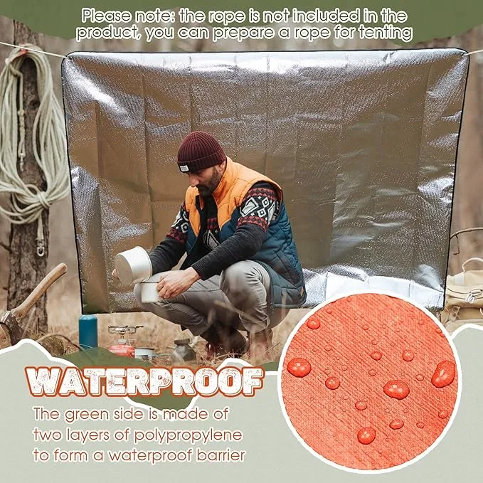 Kingdder Heavy Duty Emergency Blankets for Survival Insulated Thermal Reflective Tarp Thermal Blanket for Camping Reusable Infrared Blocked Emergency Blankets for Rescue Car Camping Hiking