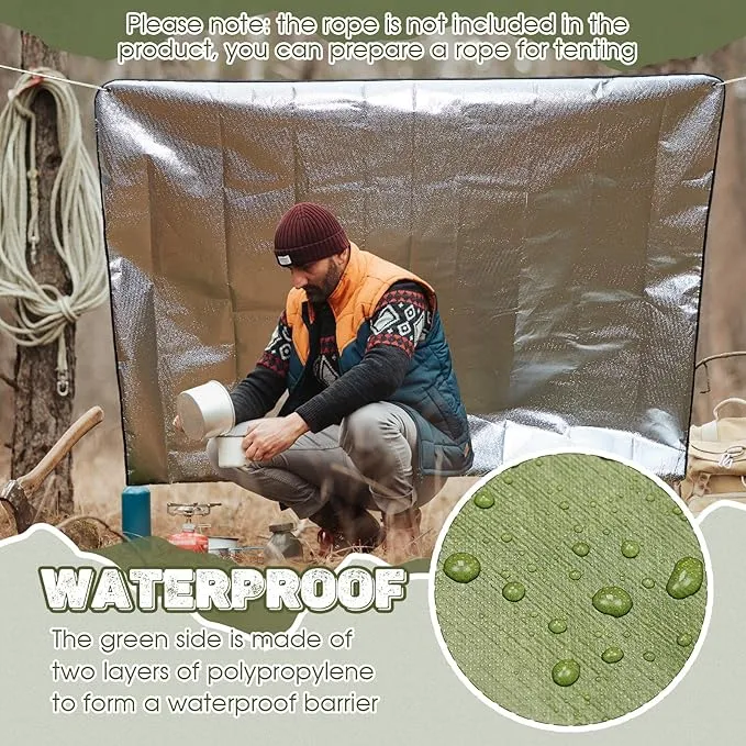 Kingdder Heavy Duty Emergency Blankets for Survival Insulated Thermal Reflective Tarp Thermal Blanket for Camping Reusable Infrared Blocked Emergency Blankets for Rescue Car Camping Hiking