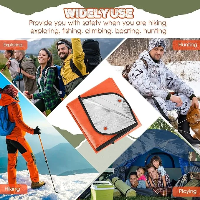 Kingdder Heavy Duty Emergency Blankets for Survival Insulated Thermal Reflective Tarp Thermal Blanket for Camping Reusable Infrared Blocked Emergency Blankets for Rescue Car Camping Hiking