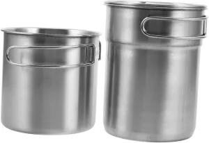 Kisangel 2pcs Foldable Stainless Steel Camping Cups Lightweight Stackable Mugs with Handles for Outdoor Cooking Hiking Picnics Backpacking Easy to Clean Versatile for Beer Water