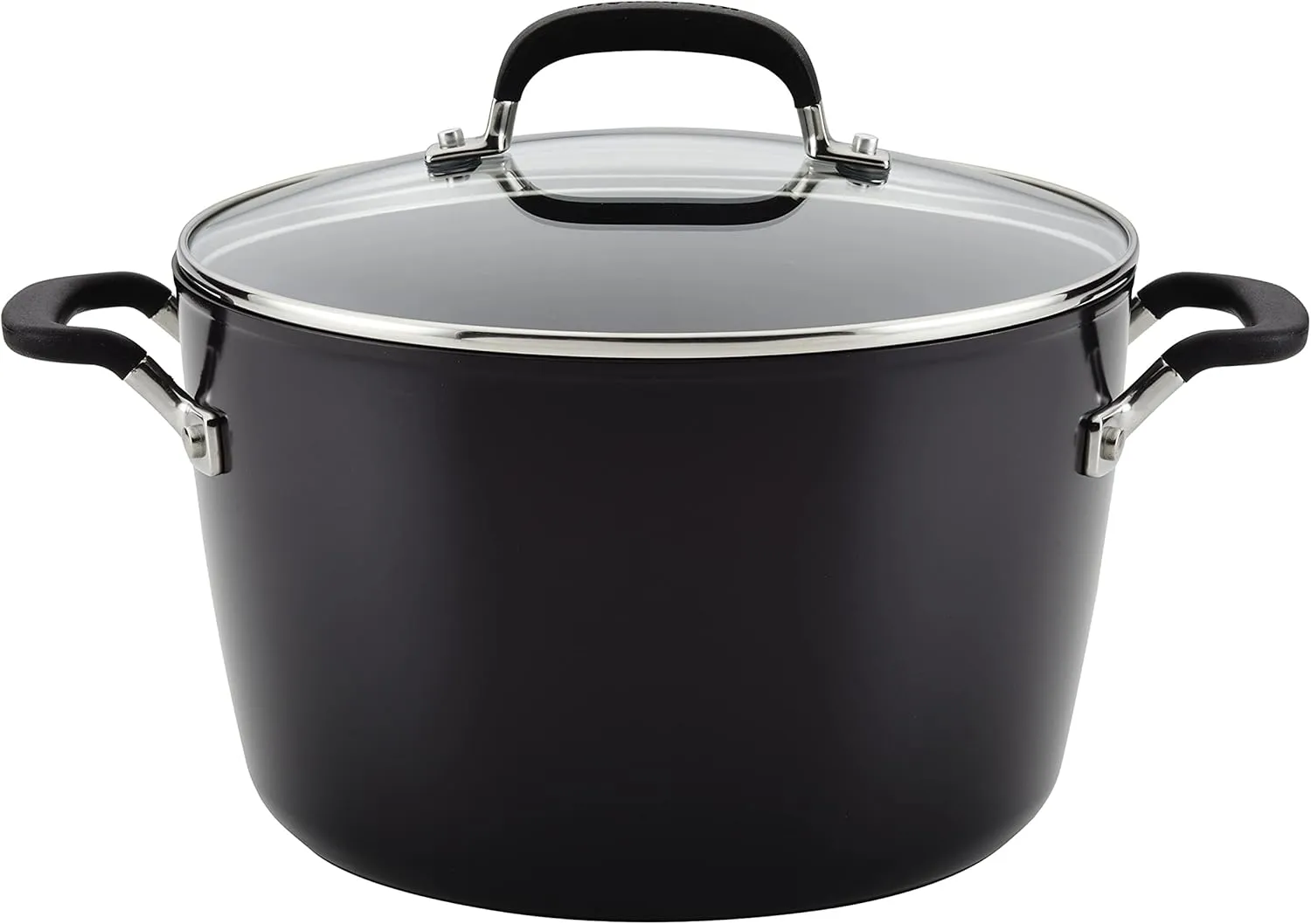 KitchenAid Hard Anodized Nonstick Stockpot with Lid, 8 Quart, Onyx Black
