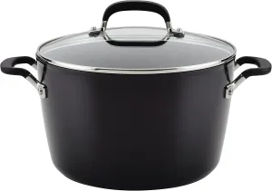 KitchenAid Hard Anodized Nonstick Stockpot with Lid, 8 Quart, Onyx Black