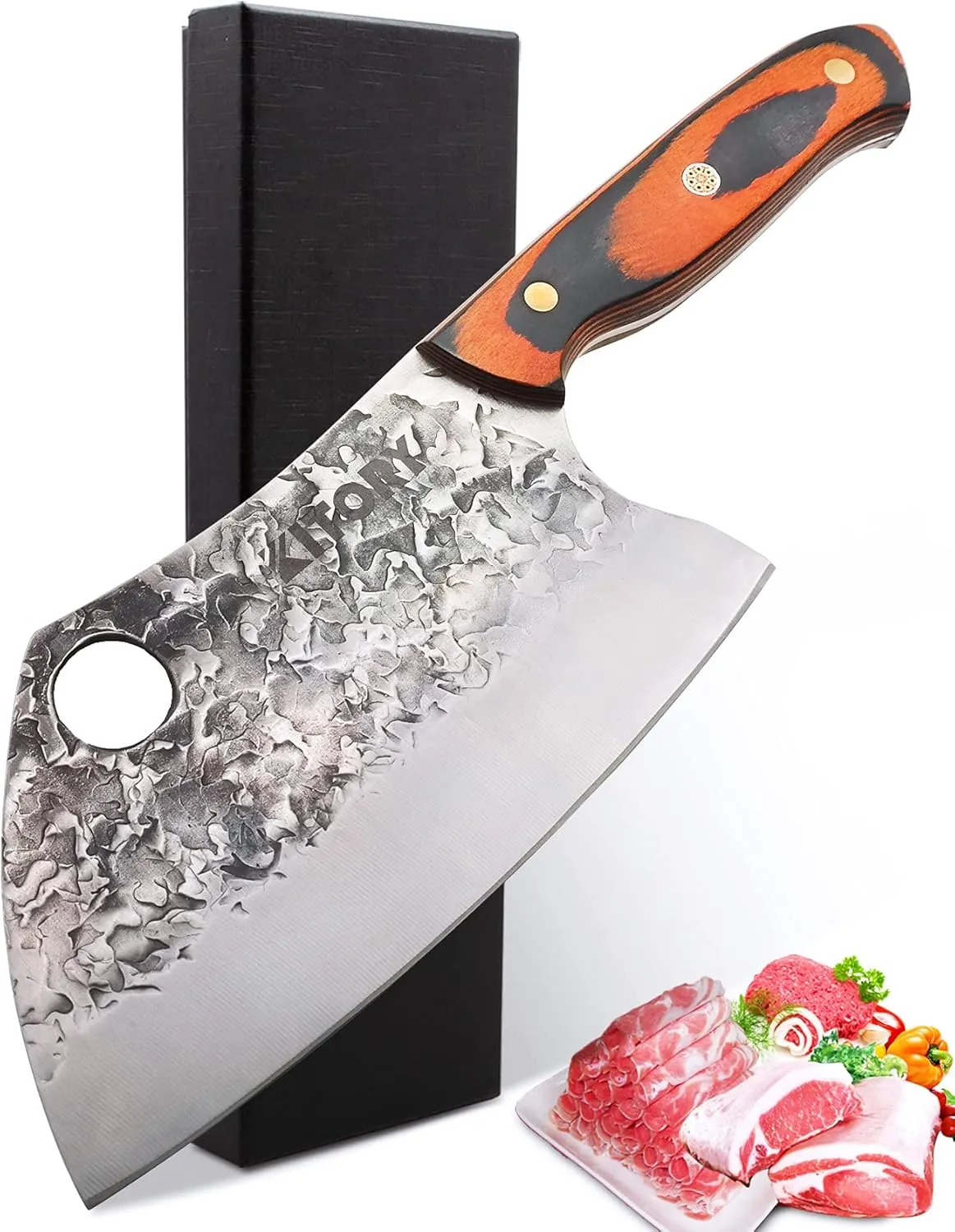 Kitory Serbian Chef Knife Meat Cleaver Forged Butcher Chopping Kitchen Knife, Full Tang, High Carbon Steel, Mosaic Rivet Pakkawood Handle for Home&Restaurant 2025 Gifts