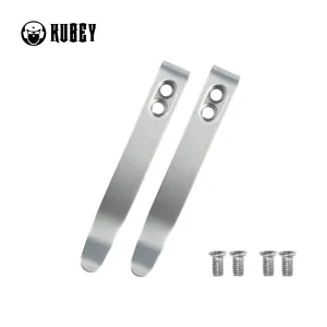 Kubey Stainless Steel Deep Carry Reversible Clip for Folding Knives, 2 Pieces with 4 Screws, Grey, KH002