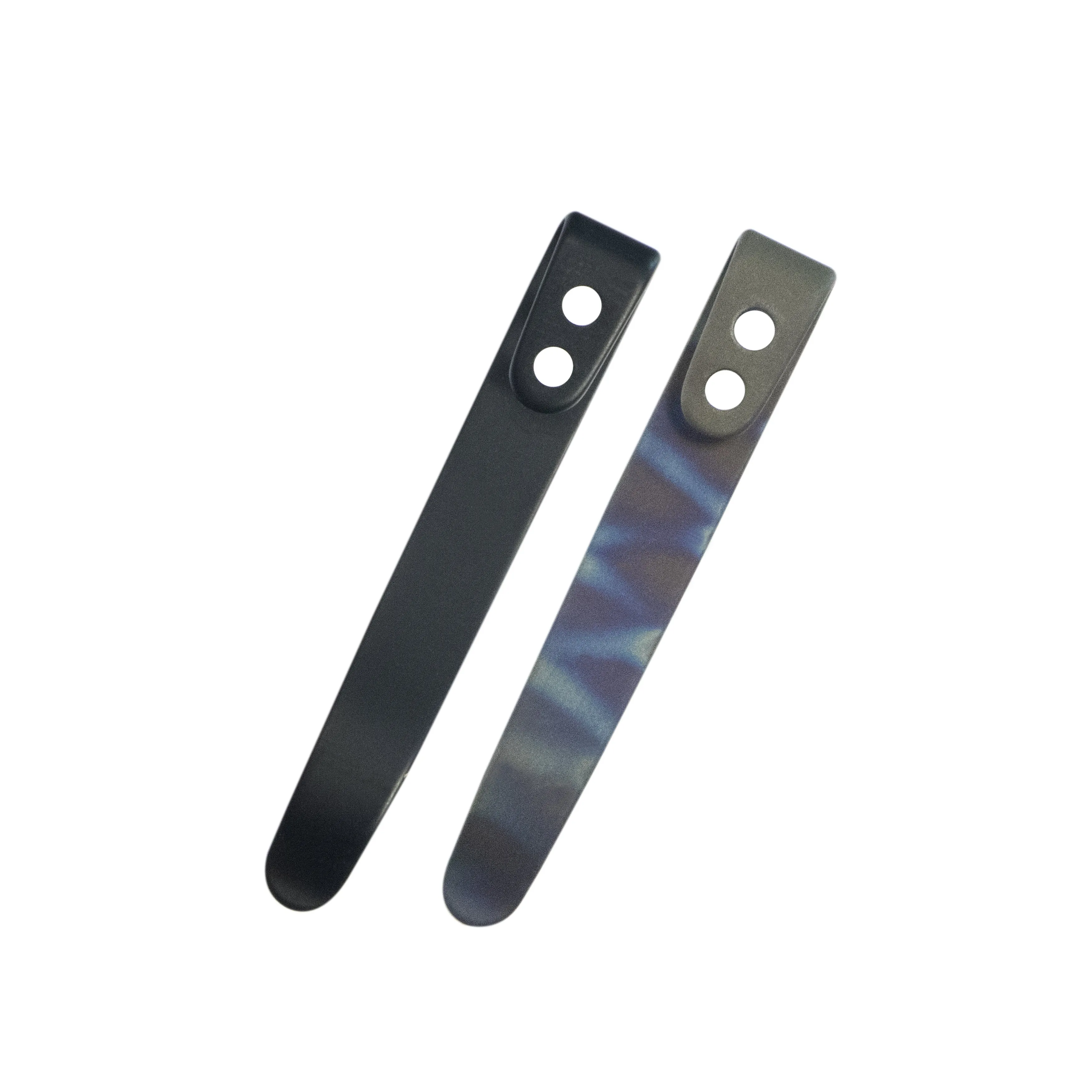 Kubey Titanium Deep Carry Reversible Clip for Folding Knives, 2 Pieces with 4 Screws, Black/Flame, KH026