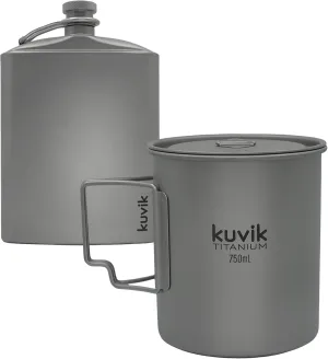 Kuvik 220ml (7.4 oz) Titanium Flask & 750ml (25.4oz) Titanium Pot Bundle