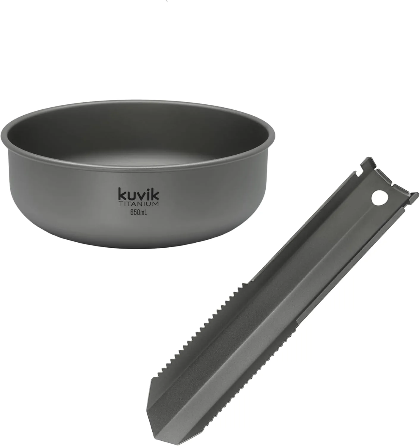 Kuvik 650ml (22 oz) Titanium Bowl & Titanium Trowel Bundle