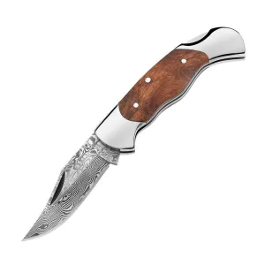 Lady, Burl Wood Handle, Damascus Plain