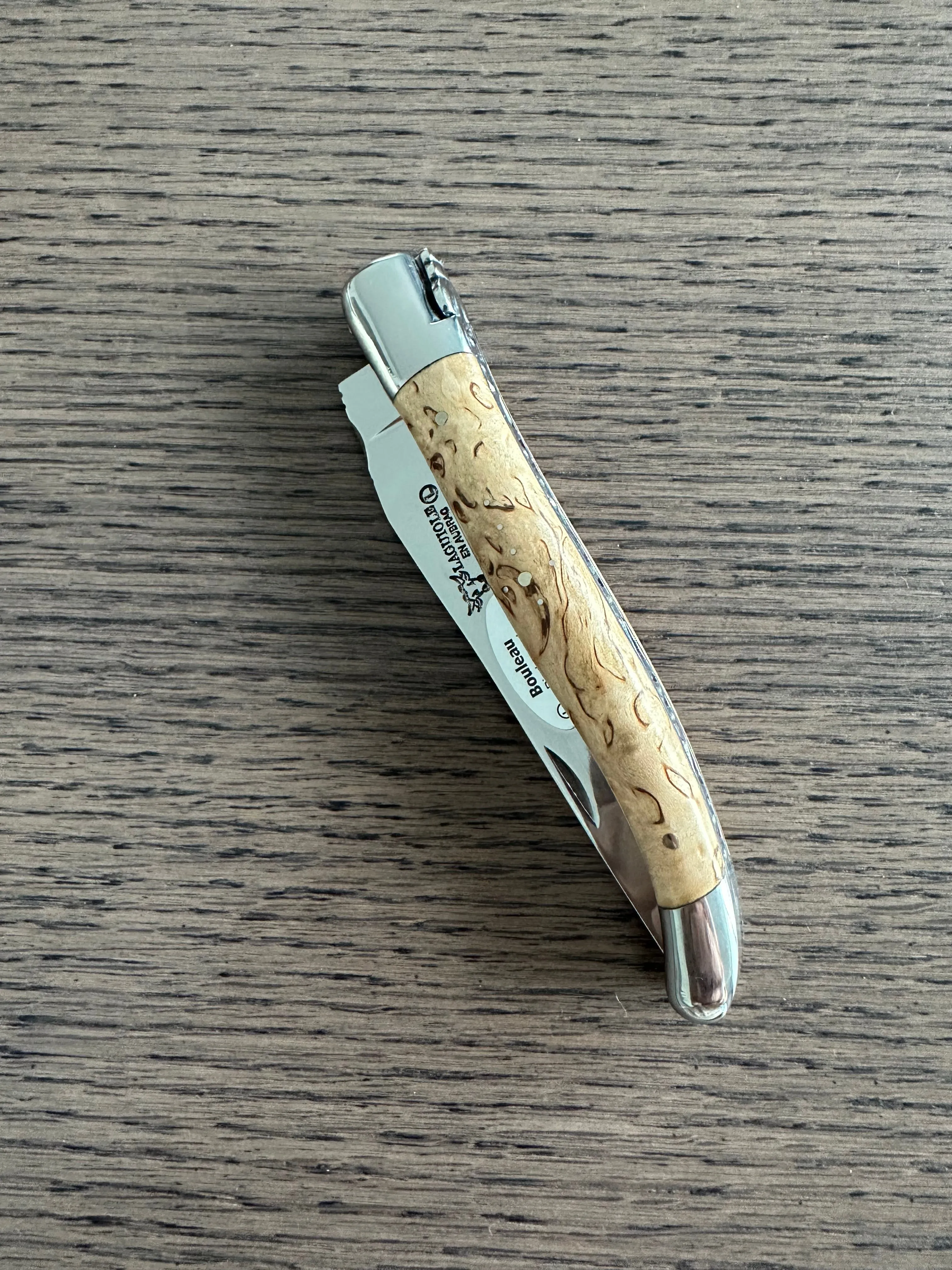 Laguiole en Aubrac Handcrafted Plated Multipurpose Knife, Birch Wood Handle, Polished Bolsters, 4.7-Inches