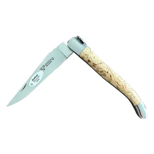Laguiole en Aubrac Handcrafted Plated Multipurpose Knife, Birch Wood Handle, Polished Bolsters, 4.7-Inches